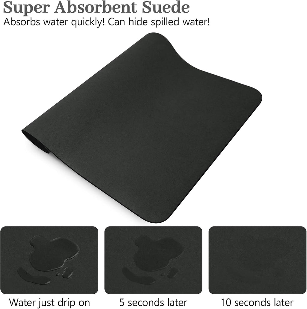 Bloss Coffee Mat, Dish Drying Mat for Multiple Usage, Coffee Bar/Maker Mat, Kitchen Counter Mat, Absorbent Hide Stain Rubber Backed Dish Drying Pad(12.2"x19.7", Black)