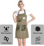 Barista Waitress Chef Cooking Aprons Waterproof Canvas Hair Stylists Apron with 3 Pockets for Women