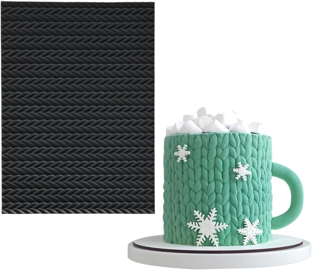 mostsom Silicone Lace Cake Molds Reusable Fondant Embossing Mats for Cake Decorating, Sweater Pattern, Cupcakes, Cookies, Chocolate - Food-Grade Non-Stick Baking Tools (C_ Sweater Pattern)