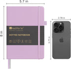 &And Per Se Dotted Journal Notebook, A5 Hardcover Leather Bullet Dotted Journal, 160 Pages 100 gsm Thick Dotted Paper，3 Sheets of Stickers Included - 5.7'' x 8'' (Light lavender)