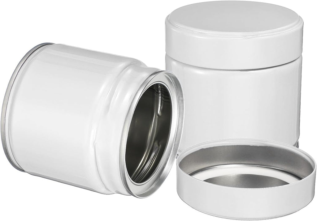 uxcell 2Pcs Round Tea Canisters, 3" x 3" Airtight Metal Tea Containers for Loose Tea, Coffee Beans, Spices - Durable, Compact, and Stylish Storage Tea Tin (White)