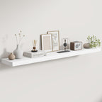 Fun Memories Rustic Real Wood Floating Shelves, 8 Inch Deep Floating Shelf Wall Mounted, 48" W x 8" D Wall Shelves Storage Shelves for Living Room, Bedroom, Bathroom, White Finish, Set of 1