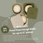 Babadoh Pizza Making Accessories | Pizza Dough Proofing Containers with Lids | Set of 3 | Multi Green (1 Dough, 1 Olive, 1 Sage) | Original Size (make 12" Pizzas)
