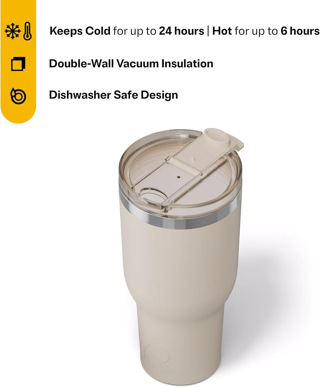 RTIC 40oz Essential Tumbler with Lid, Insulated, Stainless Steel, Metal, Double Wall Vacuum-Insulation, Ceramic Lined, Travel Cup for Iced Coffee, Tea, Hot and Cold Drink, Beach