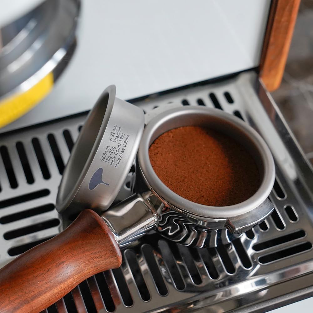 watchget 58mm Espresso Filter Basket, 18-20g Titanium Fliter Basket High-Speed and Precision Extraction Portafilter Basket Filter Fits Most 58mm Protafilter