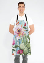 Cactus Kitchen Cooking BBQ Chef Apron, Watercolor With Flowers Roses and Cactus Apron for Men, Women - Dad Gifts, Gifts for Men - Birthday, Mothers Day Gifts for Mom