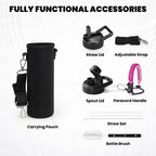 Insulated Water Bottle 20 oz, Triple Wall Vacuum Stainless Steel (Cold for 48 Hrs), Leak Proof & Non-BPA, Kids Water Bottle Jug for School with Straw Spout Lids, Ombre Pink