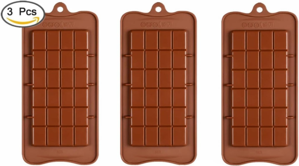 Protein Bar Molds, Energy Bar Molds 3 Pack Break Apart Silicone Chocolate Candy Molds, Non-Stick, BPA Free, Reusable for Homemade Snacks, Gifts