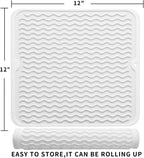 Silicone Dish Drying Mat for Multiple Usage,Easy clean,Eco-friendly,Heat-resistant Silicone Mat for Kitchen Counter or Sink,Refrigerator or Drawer liner White M 12 inches x 12 inches