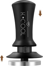 K COOL 51mm Coffee Espresso Tamper, Premium Barista Tools, Calibrated Spring Tamper, 100% Stainless Steel Flat Base Tamper with Scale Mark for Espresso Machine (Black)
