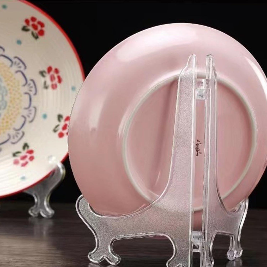 12 Pack 6 Inch Clear Plastic Easels or Stand/Plate Holders to Display Pictures or Other Items at Weddings, Plate Stands for Home Decoration, Birthdays, Tables