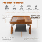 Tinamo 15.7" x 11" Large Couch Arm Table with 360 Rotating Phone Holder - Sofa Arm Clip Table for Living Room - Sofa Armrest Tray Wide Couches - Wooden Side Tables for Eating and Drink (Acacia Wood)