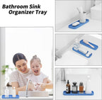 Silicone Kitchen Sink Organizer Tray for Multiple Usage,Eco-Friendly Sponges Holder for Kitchen Bathroom Counter or Sink,Dish Soap Dispenser,Scrubber,Bottle,Cup (Lichen Blue, 12"×4")