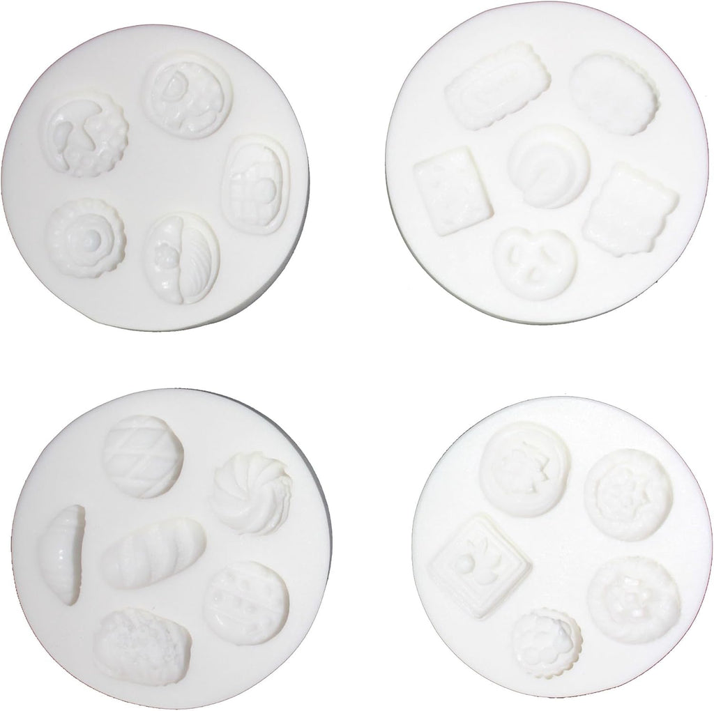 Lovely Small Items Silicone Fondant Molds Set For Cake Topper, Gumpaste, Candy & Chocolate, Polymer Clay and More (Round Food Items)