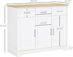HOMCOM Sideboard Buffet Cabinet with 3 Storage Drawers, Kitchen Cabinet, Coffee Bar, with Adjustable Shelf for Living Room, White