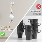 3 Pack Wood Coffee Mug Wall Rack with 9 Hooks Wall Mount Coffee Cup Holder White Espresso Cup Display Stand Tea Cup Hanger Display Wall for Kitchen Cafe Bar