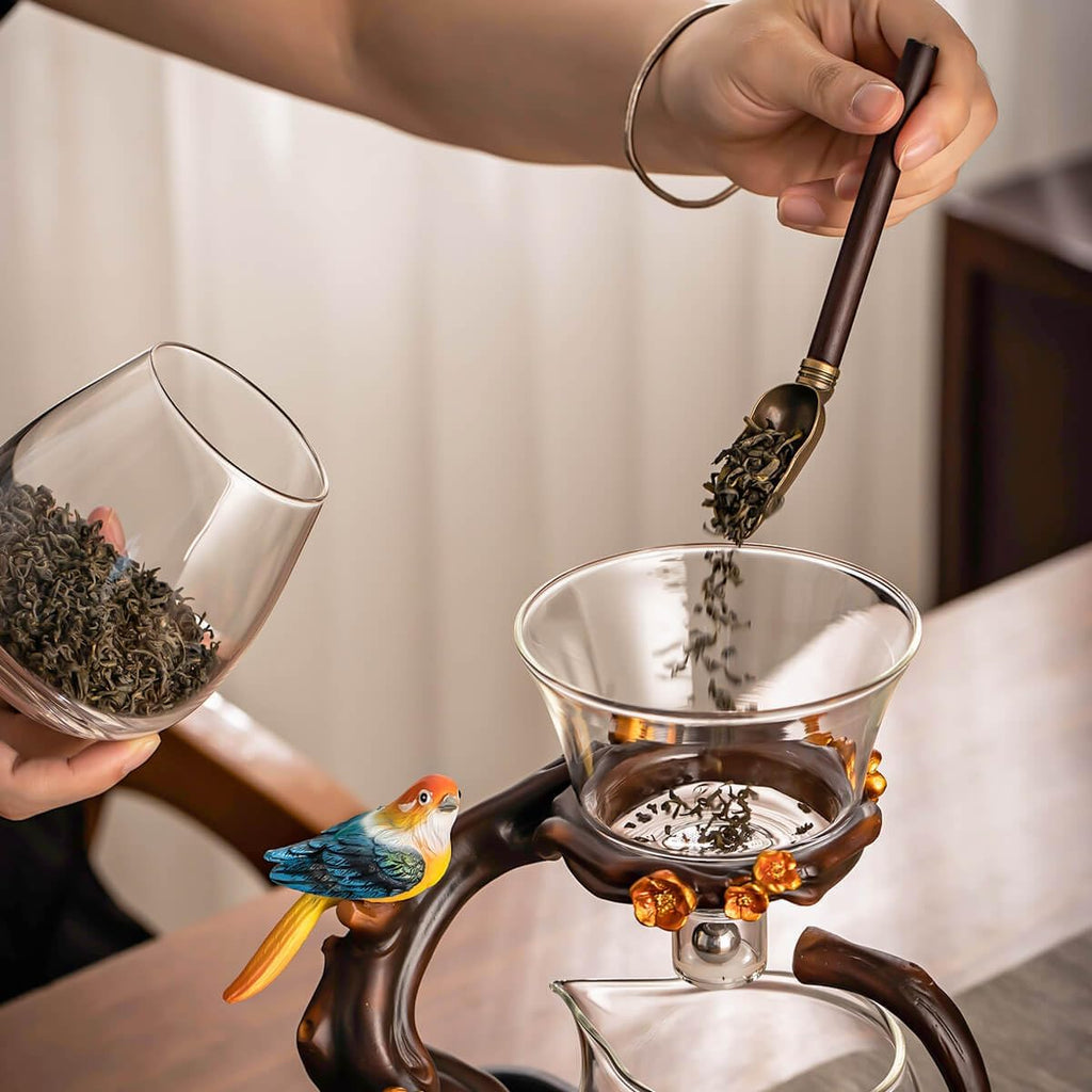 Kungfu Glass Tea Set Automatic Glass Teapot Set (Bird)