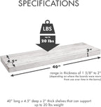 Urban Legacy Reclaimed Barnwood Planks | Floating Shelves for Wall w/Flush Mount Shelf Bracket Set Included | Set of 2 (White Wash, 30"x 4.5"x 2")
