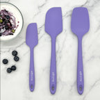 Elihome Chef Series 3 Piece Silicone Spatula Set - 600°F Heat Resistant Non Stick Rubber Kitchen Scraper Spatulas for Cooking, Baking, and Mixing – BPA Free and LFGB Certified Silicone, Purple Color