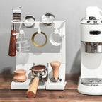 GIB Espresso Accessories Organizer Rack Tamper Holder Station, Heavy Duty Steel Stand for Coffee Distributor 51-54mm Portafilter Storage for Bar Home Office, White