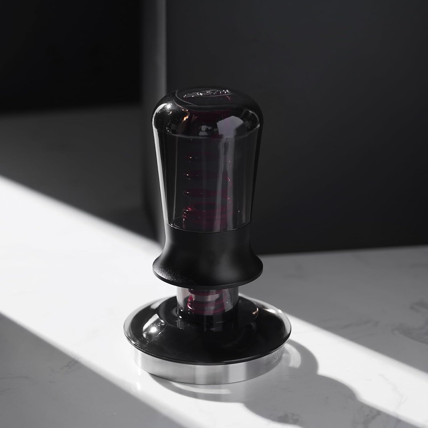 IKAPE 51MM Semi-Transparent Espresso Coffee Tamper, Spring-loaded Calibrated Tamper with Premium Flat Stainless Steel Base, Compatible with All 51mm Bottomless Portafilters(New Upgrade)