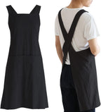 NEWGEM Japanese Linen Cross Back Cooking Aprons for Women Men with Pockets Cute for Baking Kitchen