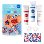 Sweets Indeed Frosting Kit plus Sprinkles Frosting Tubes nozzles 11.71 ounces Perfect for baking and cookie decoarting (Patriotic)