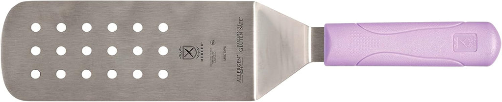 Mercer Culinary Millennia Perforated Turner/Spatula, 8 Inch x 3 Inch Blade, Purple Handle