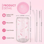 Christmas Gingerbread 16oz Can Glass Tumbler with Acrylic Lid & Straw, Iced Coffee Cup for Women Girls, Aesthetic Cups Gifts for Xmas