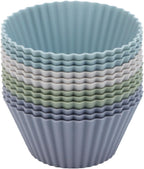 Silicone Baking Muffin Cups 12 Pack, Reusable Cupcake Liners Cake Molds, BPA Free, Dishwasher Safe(Grey Series, Regular Size)