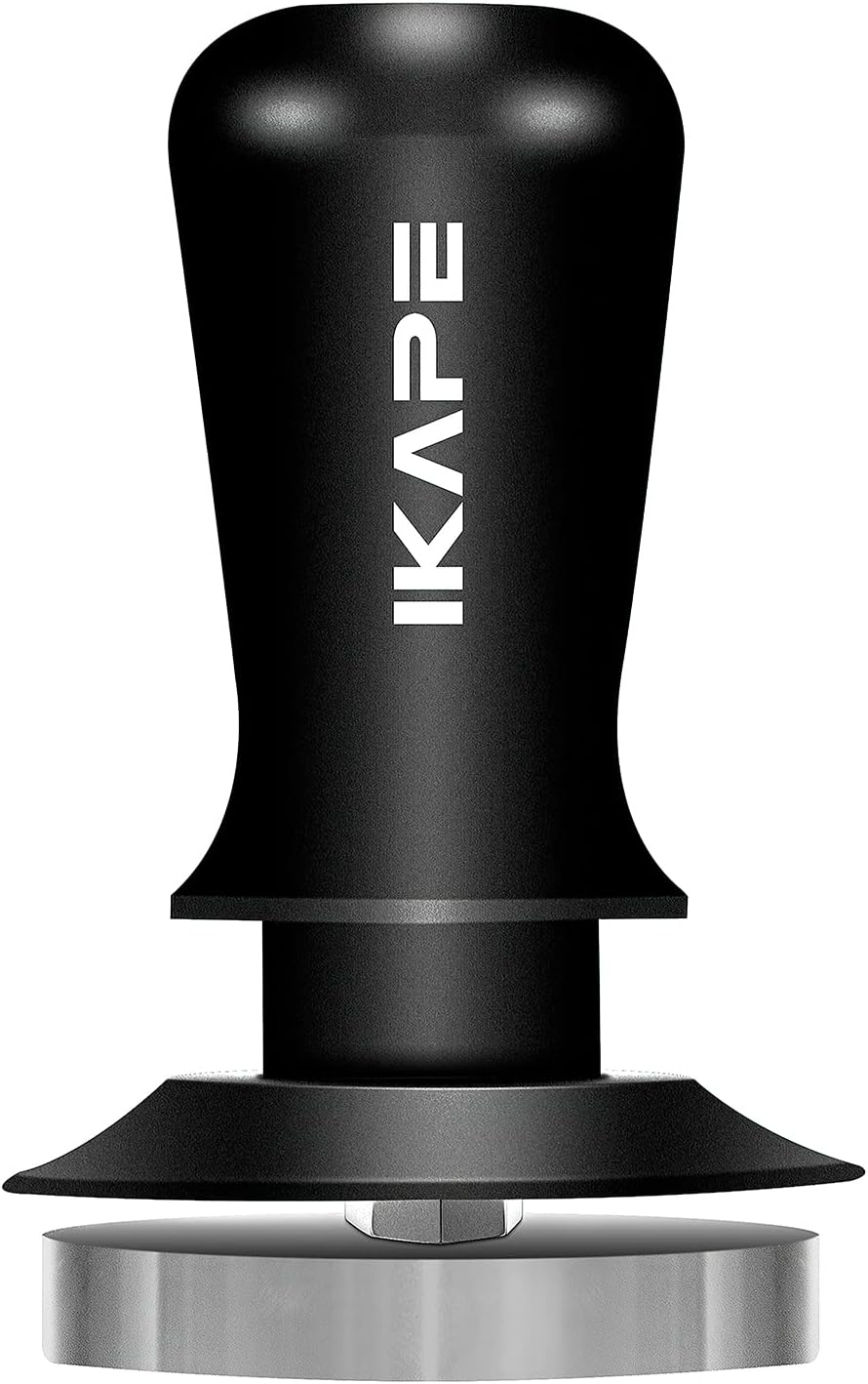 IKAPE 49mm Espresso Tamper, Black Premium Barista Coffee Tamper with Calibrated Spring Loaded, 100% Flat Stainless Steel Base Tamper for Espresso Machine