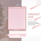 MAONAME Pink Serving Tray with Handles, Modern Decorative Tray for Coffee Table, Plastic Rectangular Tray for Ottoman, Bathroom, Decor, 15.8” x 10.2” x1.4