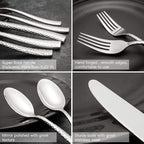 Flatware Set Silverware Set Cutlery Set Forged Stainless Steel 20 Piece Hammered Handle Service for 4