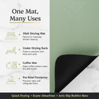 Dish Drying Mat Super Absorbent – 24" x 16" Coffee Mat for Countertops – Non-Slip Drying Mat for Kitchen Counter – Easy to Clean Water Absorbent Mat – Large Dish Drying Mats (Sage)