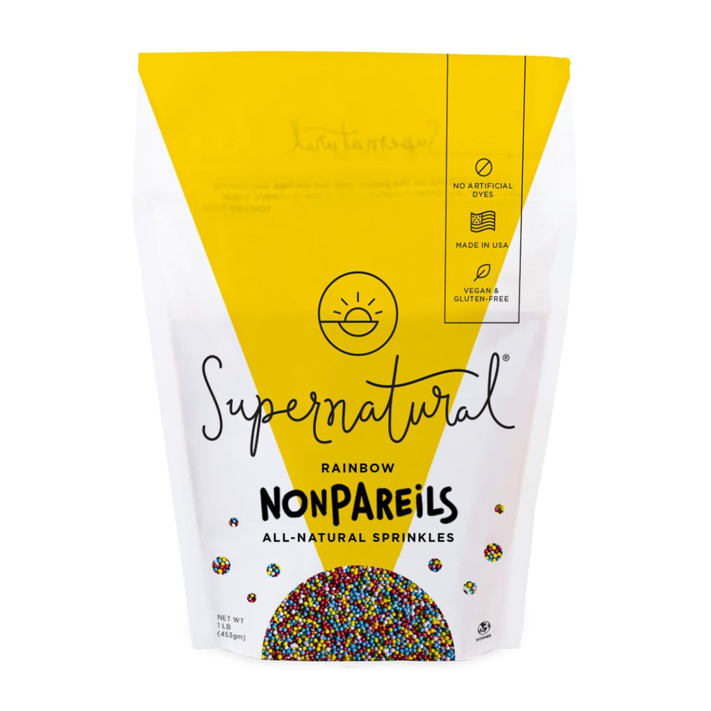 Supernatural Natural Rainbow Nonpareils Sprinkles, Dye-Free, Vegan, Gluten-Free, Kosher, 16oz Bag