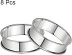 HARFINGTON 8pcs Crumpet Rings 3.15" Nonstick Round Cake Ring Stainless Steel Double Rolled English Pastry Rings for Kitchen Baking Crumpet Dessert, Silver