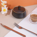 Retro Kitchen Ceramic Canister, 13.53 FL OZ (400 ML) Vintage Food Storage Jar for Tea, Coffee Beans, Herb, Candy, Spices, Nuts (Black)