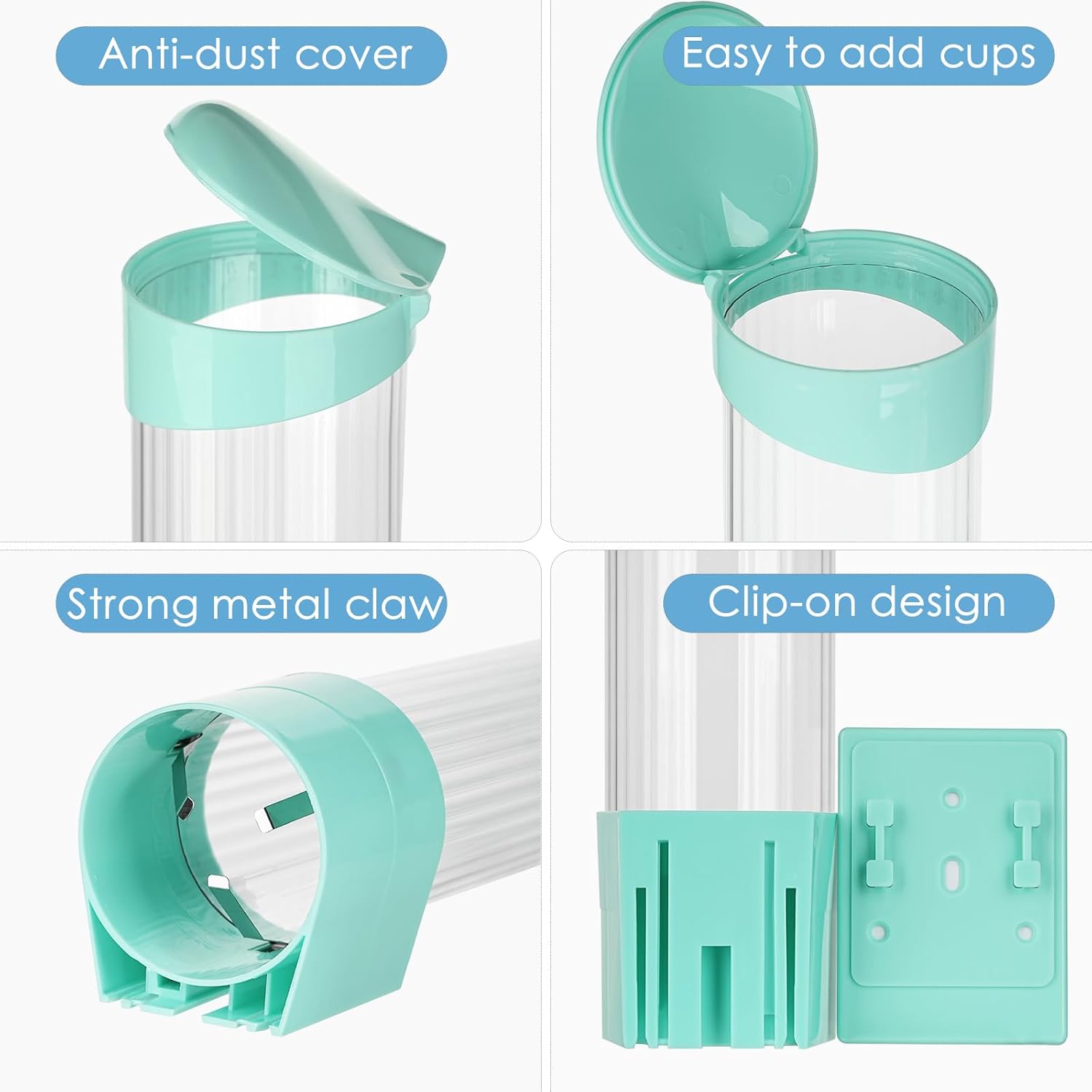 Medium Pull Type Cup Dispenser, Paste or Screw Plate Mountable Cups Holder, Fits 5oz - 7oz Cone or Flat Bottom Cups, 16” Tube Length, Mounting Water Dispenser Cooler or Wall (Medium, Green)