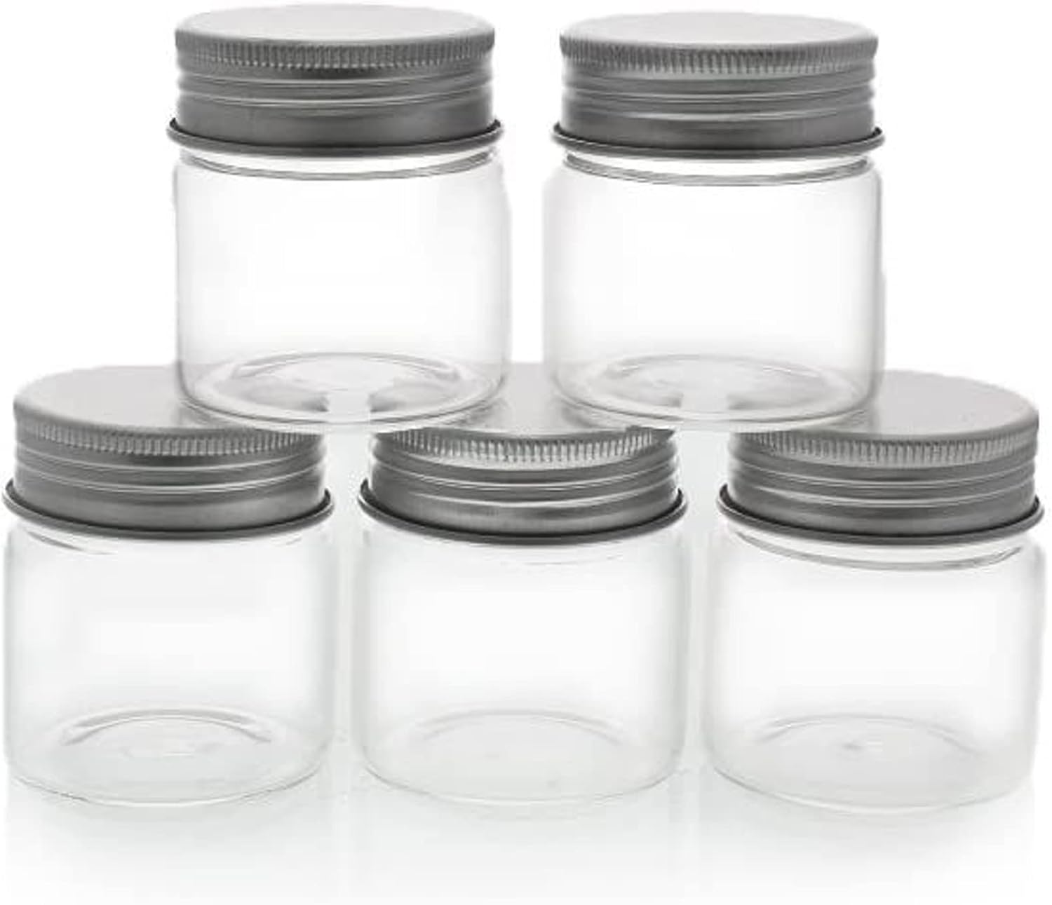 Juvale Mini Glass Spice Jars with Lids - 1.7 oz, Clear Art Deco, 5-Pack - Glass Craft Jars with Lids for Spices, Jams & Crafts