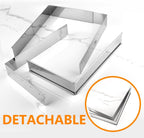 Guowall Extensible Stainless Steel Square Cake Mold Heavy Duty Adjustable Mousse Ring Rectangle Shaped Detachable Mousse Cake Cutter, Pastry DIY Baking Tool - 10 * 7in