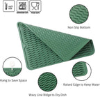 Silicone Dish Drying Mat for Multiple Usage,Easy clean,Eco-friendly,Heat-resistant Silicone Mat for Kitchen Counter or Sink,Refrigerator or drawer liner Green L 16 inches x 12 inches