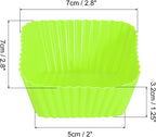 uxcell 36Pcs Silicone Cupcake Baking Cups, Silicone Muffins Liners Non-Stick Square Baking Cups, for Cooking Eggs Baking Muffins and Make a Cake(Green)