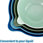 BoxedHome 4 Pack Nesting Mixing Bowl with Pour Spout and Handle, BPA free Microwave & Dishwasher Safe(Green/Blue, 4 Pack with Handle)