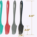 Silicone Mini Spatulas, Curved Small Spatula with Shallow Bowl for Kitchen, Seamless Jar Scraper for Cooking Baking, Wet Pet Food Spatula, 8.2 IN, 4 Pack