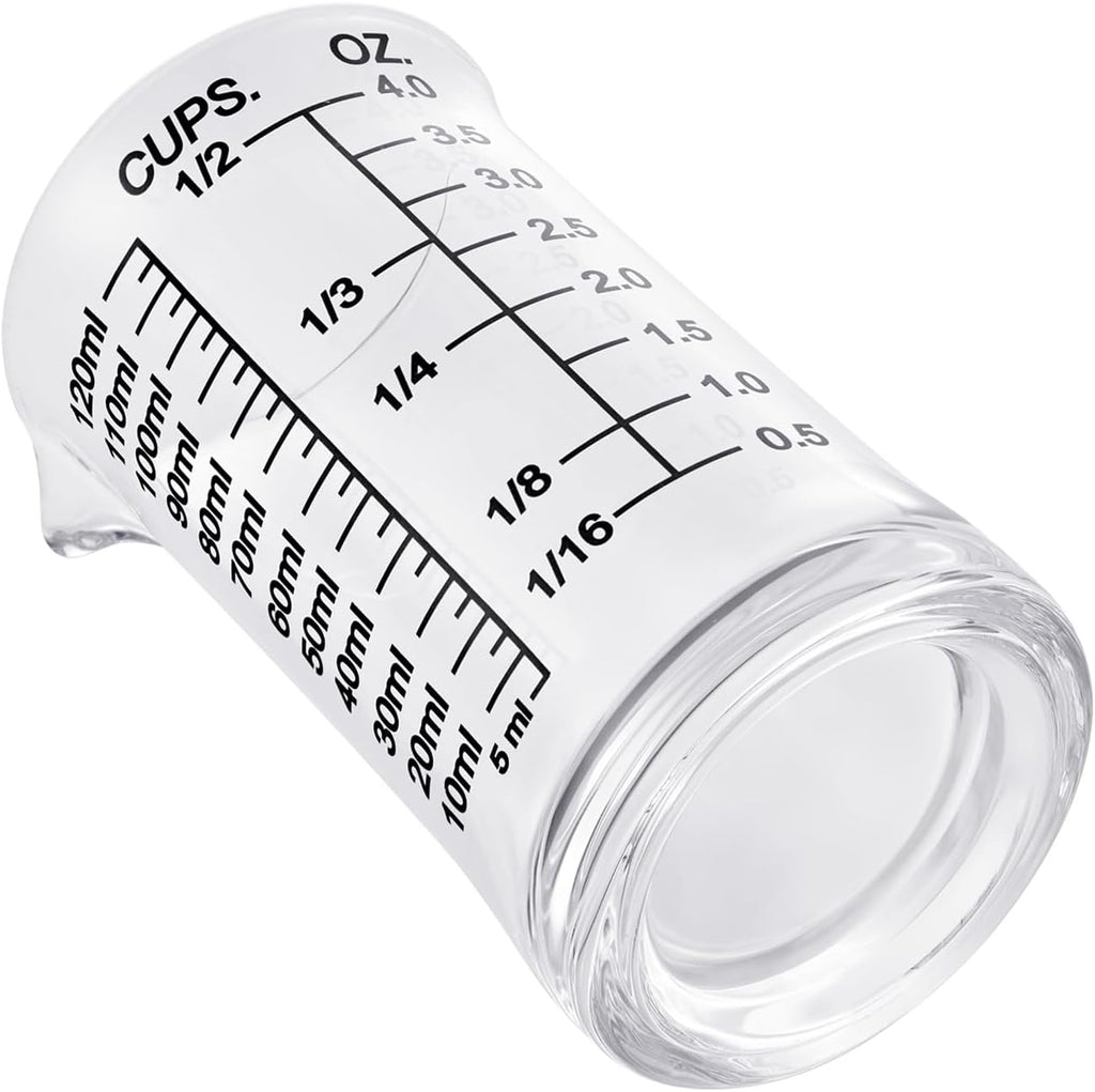 Ackers 4oz Glass Measuring Cup – Shot Glass with Ounce,Ml,Cups Markings for Kitchen & Bar(Pack of 2)
