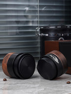 IKAPE 53MM Coffee Distributor, New Wooden Handle Design, Gravity Adaptive Espresso Distributor Fits All 54MM Espresso Portafilter, Compatible with 54MM Breville Bottomless Portafilter