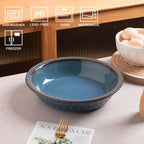 Sweejar Ceramic Pie Dish - Round Non-Stick Baking Pan for Dinner & Dessert, 10 Inches (Blue)