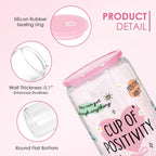 SANDJEST Inspiration Gifts - Glass Tumbler 16oz with Acrylic Lid and Straw - Iced Coffee Cups for Women, Aesthetic Glass Cup Gift for Birthday Christmas