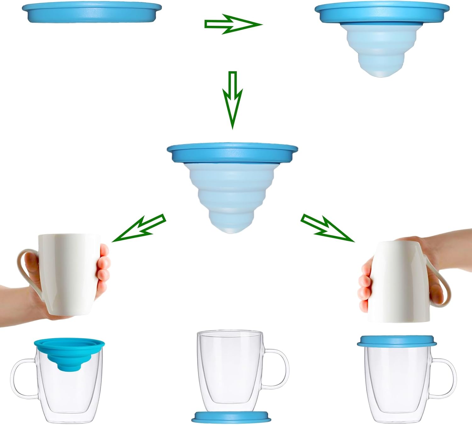 Coffee Mug Organizers and Storage (6Pack), Adjustable Mug Organizer for Kitchen Cabinet Shelf, Cup Stacker Holder for Tea Cup, Coffee mug, Glassware, Save Space for Cupboard