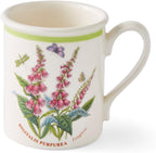 Portmerion Botanic Garden Meadow - 8.5oz Coffee Mug (Set of 6) | Assorted Florals with Colorful Laurel Leaf Border| Earthenware | Microwave & Dishwasher Safe | Breakfast Cups for Tea or Coffee